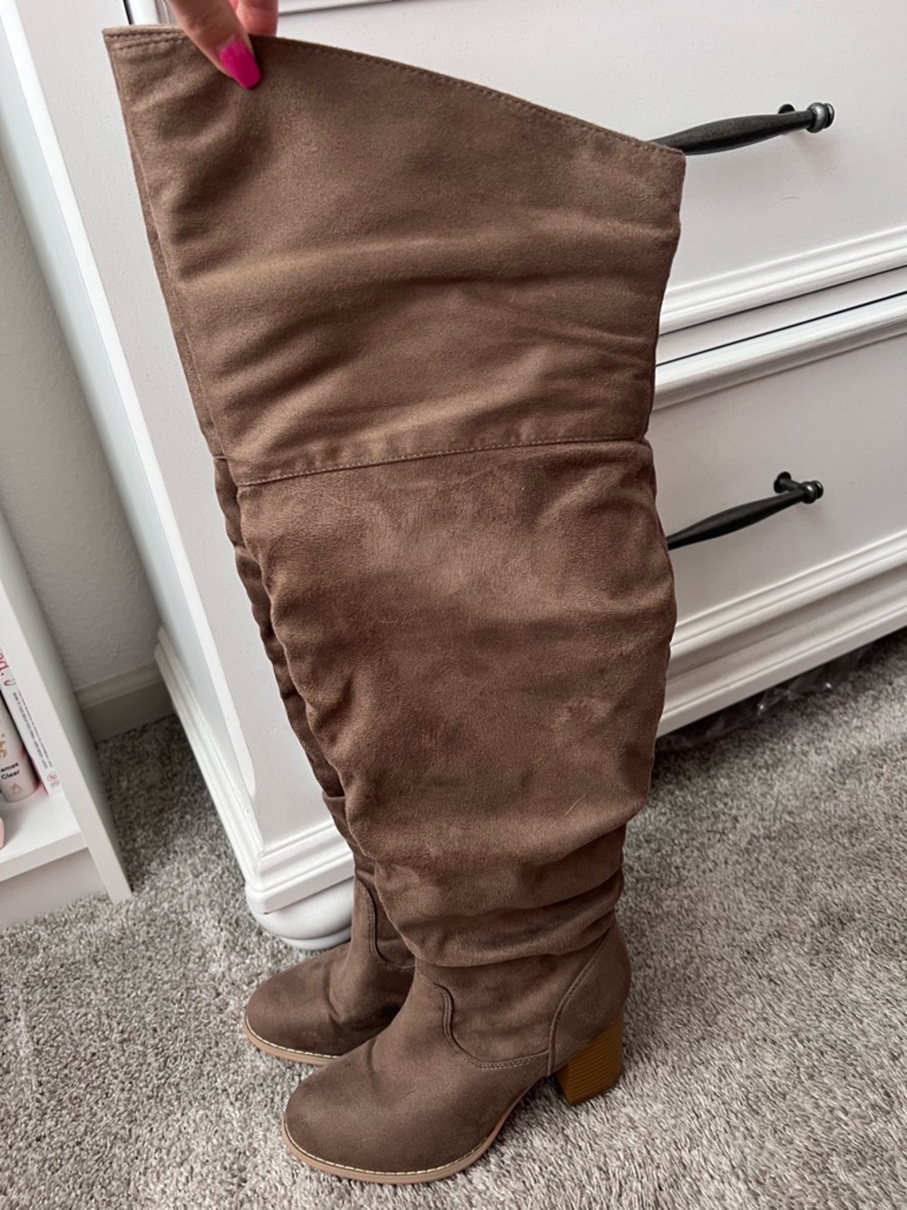 Women's Brown/Taupe Over-the-Knee Block Heel Boots